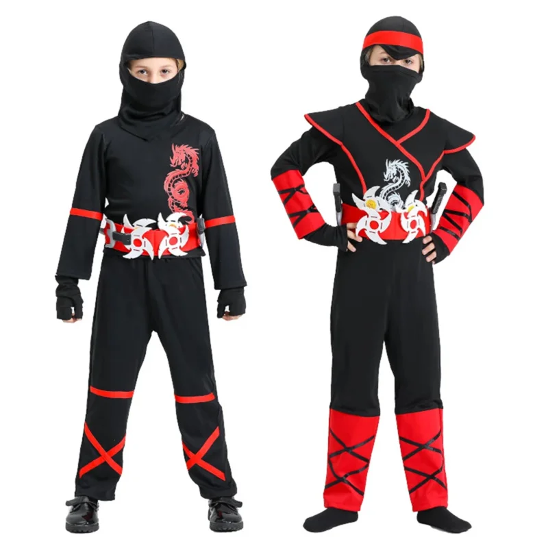 Ninja-kostuum voor kinderen voor jongens meisjes Ninja-pak Halloween Party Cosplay-kostuums voor jongens met schuimaccessoires Beste kindercadeau