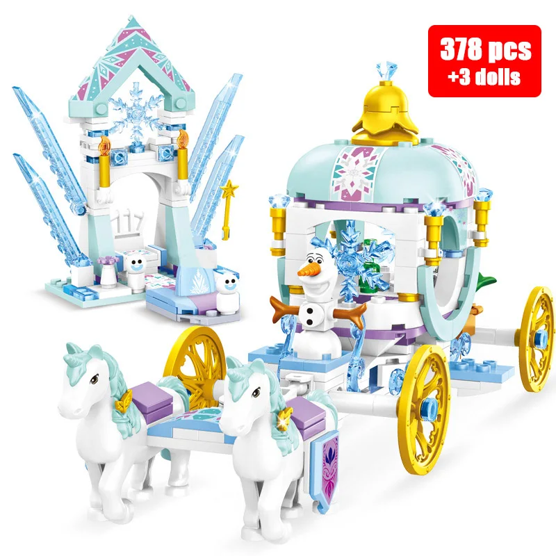 New Disney Friends Princess Royal Crystal Ice Castle House Building Blocks Kit Bricks Classic Movie Model Kids Girls Toys Gifts