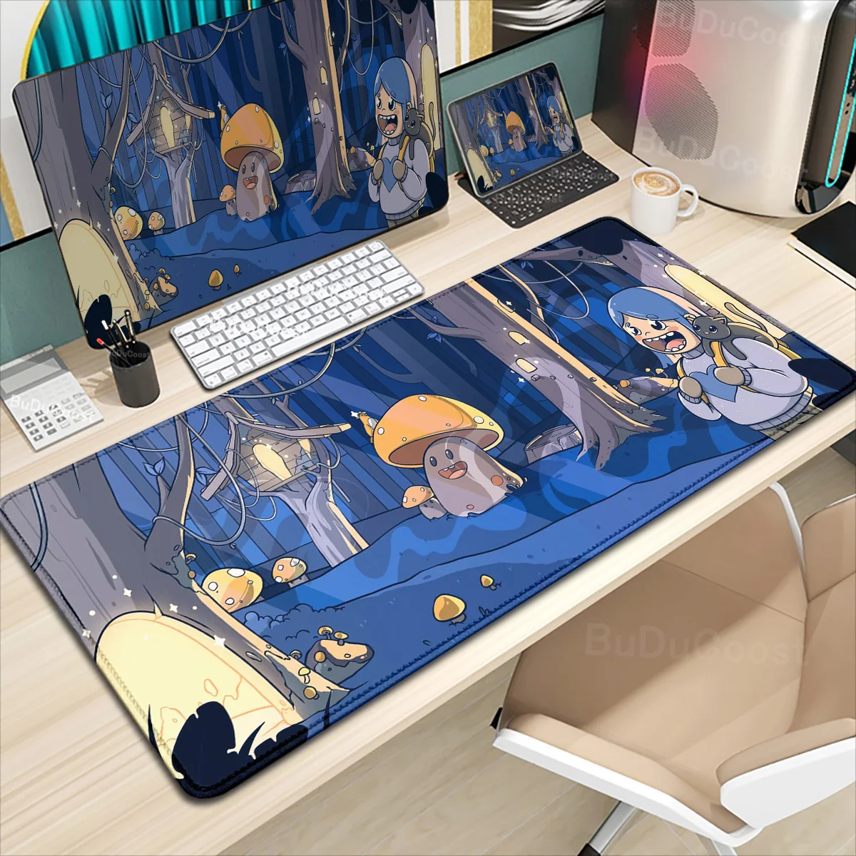 

Large Non-Slip Mousepad Gamer Rubber Computer Keyboard Deskmat 90x40cm Kawaii Anime Girl Mouse Pad Locking Edge Game Accessories