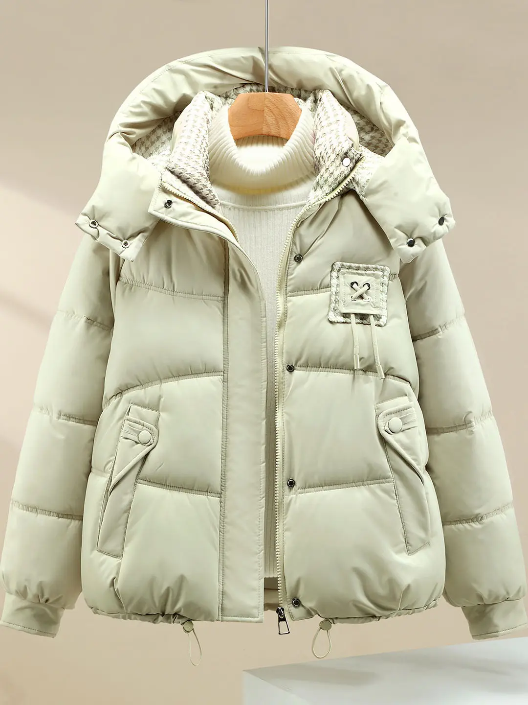 

ort Puffer Jaet Women's Autumn Winter New Sle Bread Coat Warm Outerwear Korean Version Loose Fit Cotton Inner ket