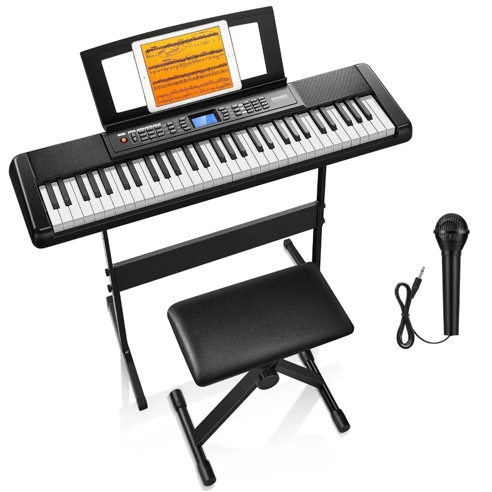 

61 Key Piano Full-Size Electronic Keyboard Set, Dual Keyboard, Auto Accompaniment, Metronome, Record