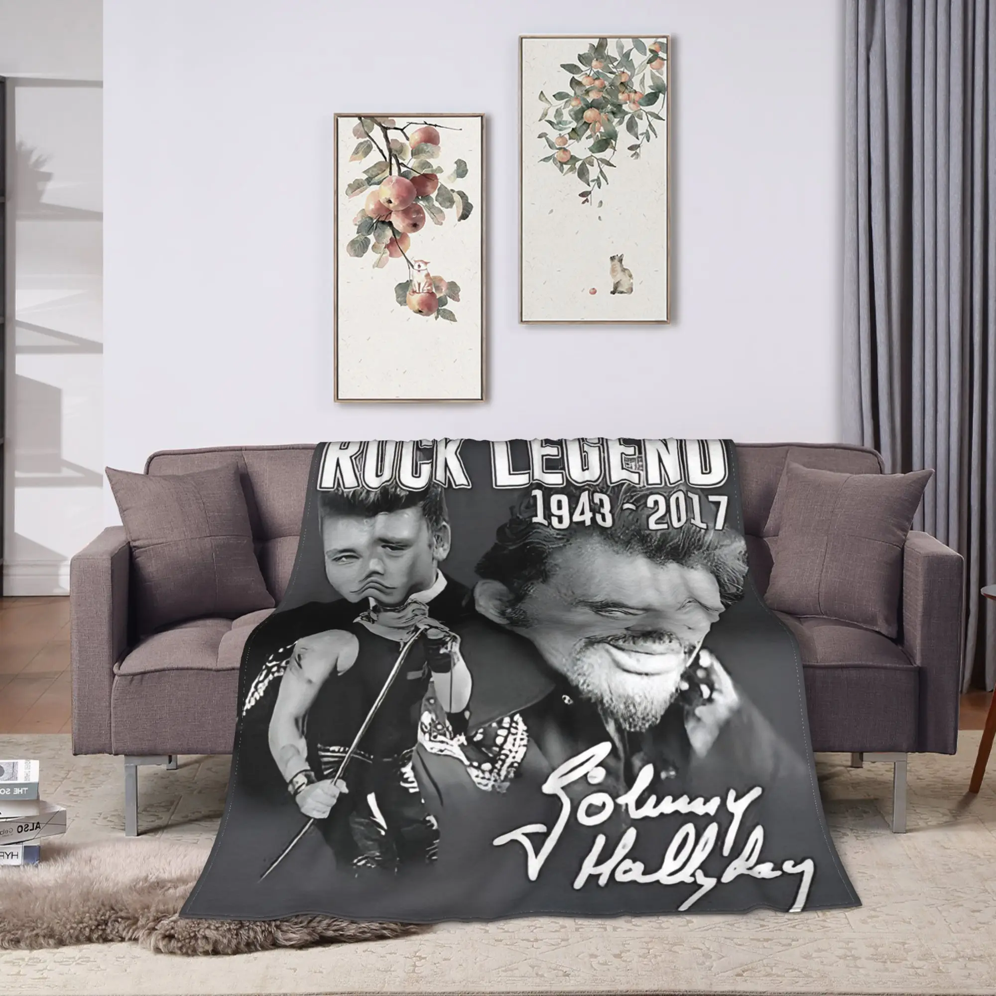 Rock Star Johnny Hallyday Blanket  Camping Flannel Bedding Throws For Couch Bed Soft Custom Quality Bedspread Gift Idea