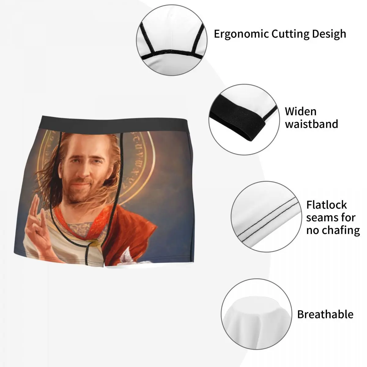 Custom Fashion Saint Nicolas Cage Boxers Shorts Panties Male Underpants Stretch Funny Meme Briefs Underwear