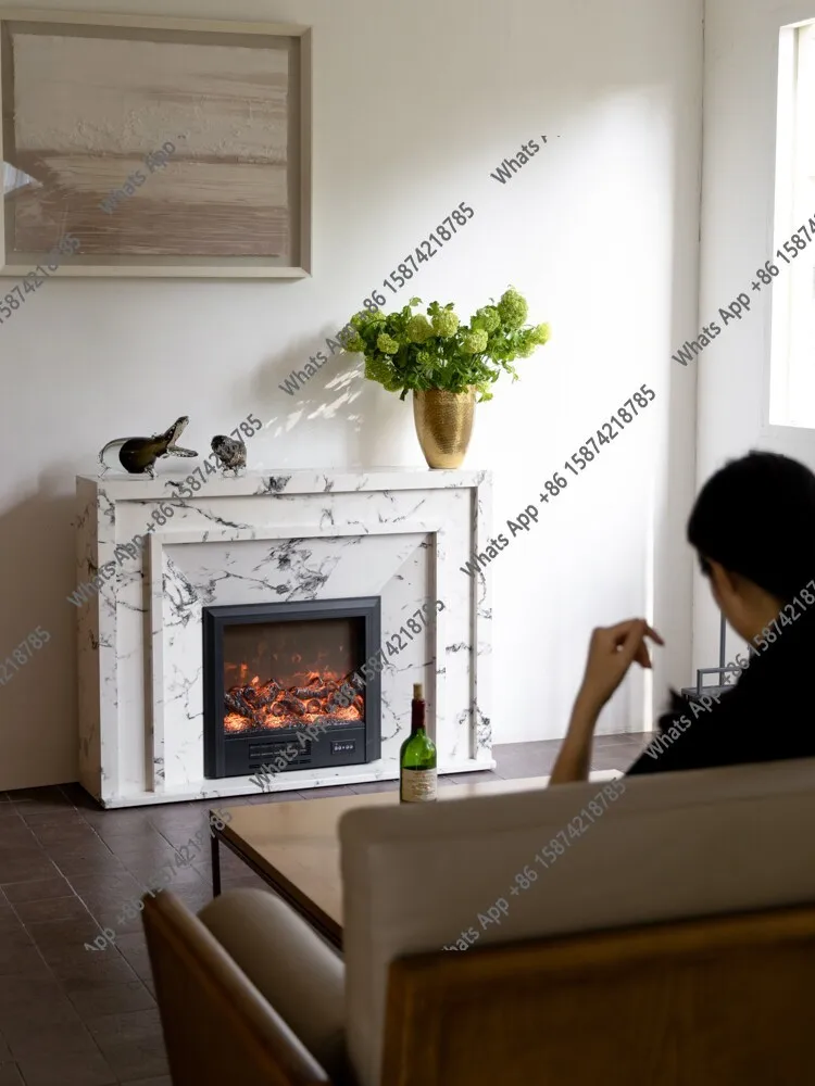 Furniture, soot marble! Simulation fire smart fireplace side cabinet ambient lighting heating sound designer model
