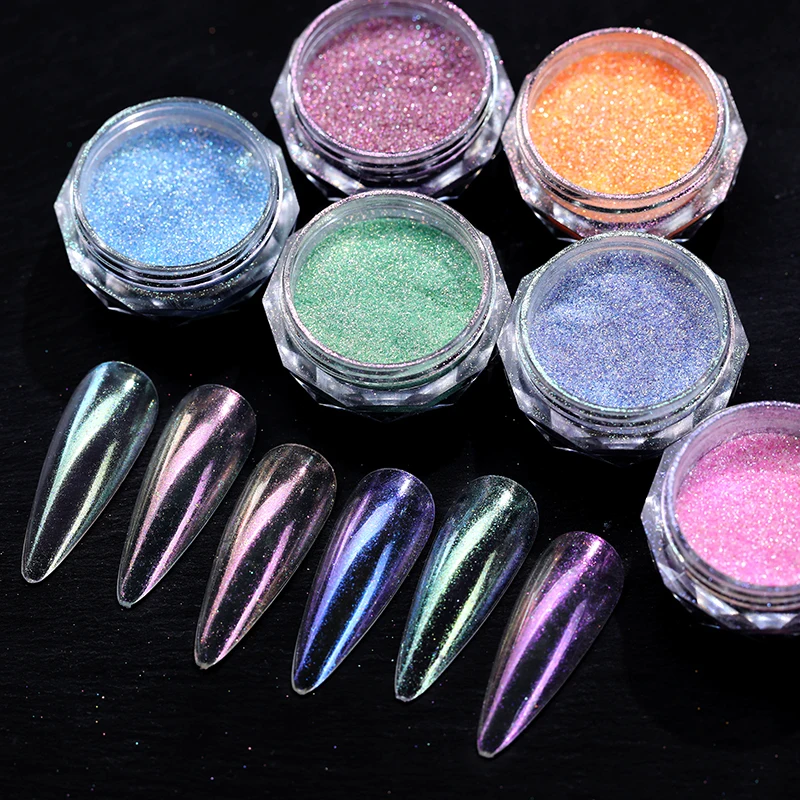 Aurora Nail Glitter Powder Shinning Pigment Purple Blue Pearl Nail Dust DIY Accessories Manicure Sugar Effect Nail Decorations