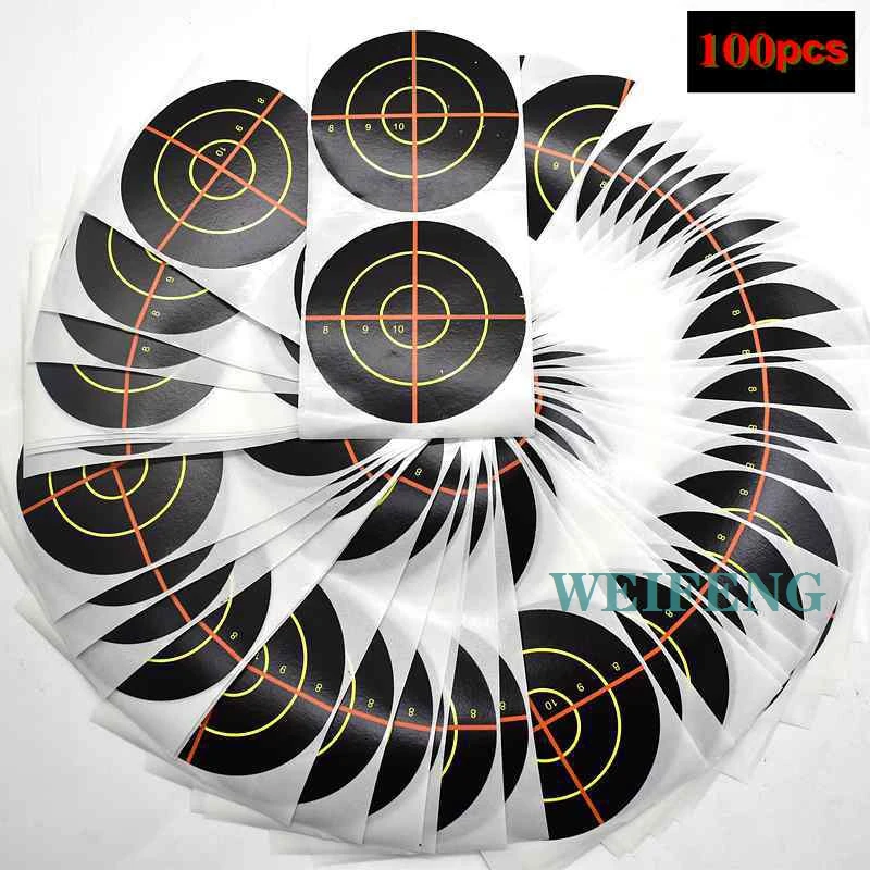 

100PCS 3inch Shooting Target Paper Sticker Self-Adhesive Reactive Splatter Pasters Fluorescent for Gun Rifle Paintball Training