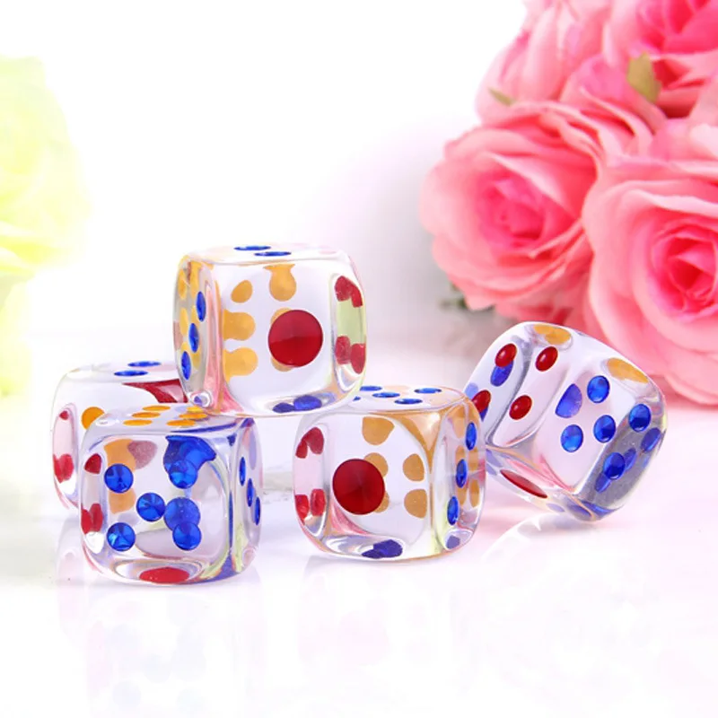 5pcs/Pack Transparent Acrylic Dice 30mm Multicolor #30 Dot Round Corner High Quality Boutique Chess Game Cubes