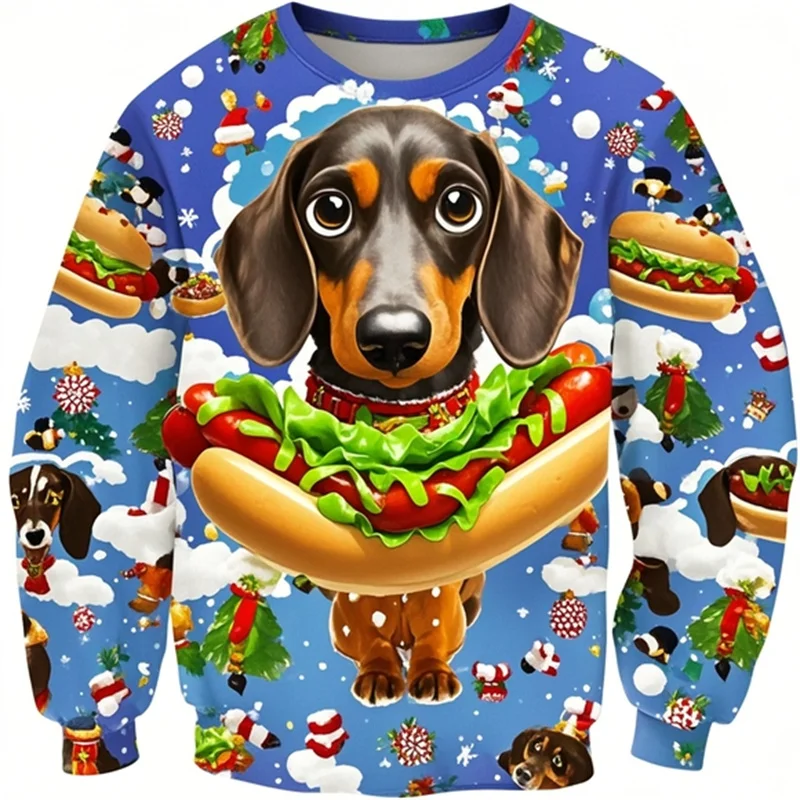 

Fall/Winter Hot Dog Dachshund Sweatshirts Clothes For Men Women Kid Y2k O Neck Long Sleeved Pullover Comforts Sweatshirts Tops