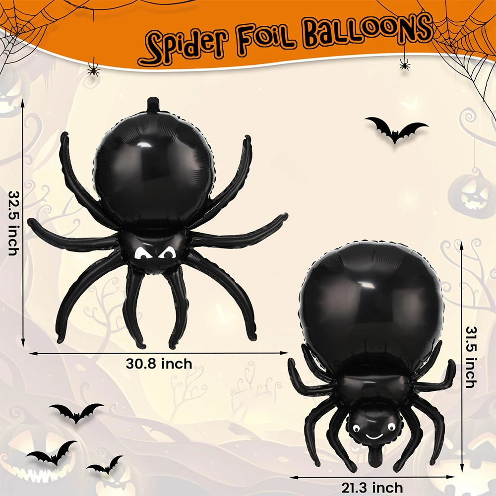 Halloween Party Decoration Black Spider Foil Balloons Large Mummy Spooky Helium Globs for Halloween Horror Decors Prop Supplies