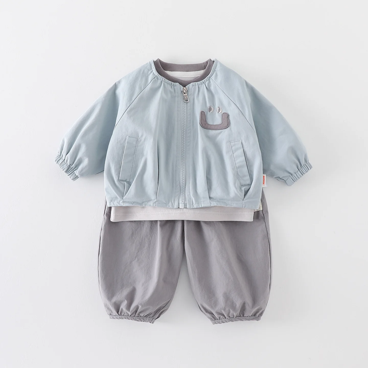 Boys Baby Sets Spring 2026 New Baby O-Neck Long Sleeve and Zipper O-Neck Coat and  Elastic Waist Pants Three Price Sets