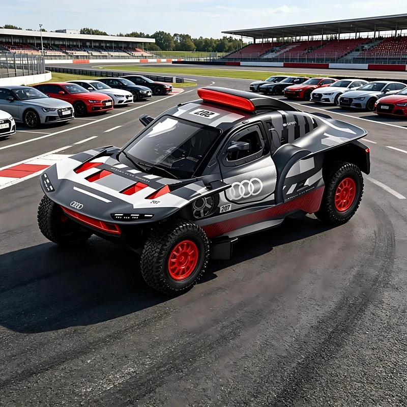 Модель автомобиля Rastar 1:32, имитация Audi RS Q e-tron, из сплава, с открывающимися дверями, функцией отката, звуком и светом, в подарок.
