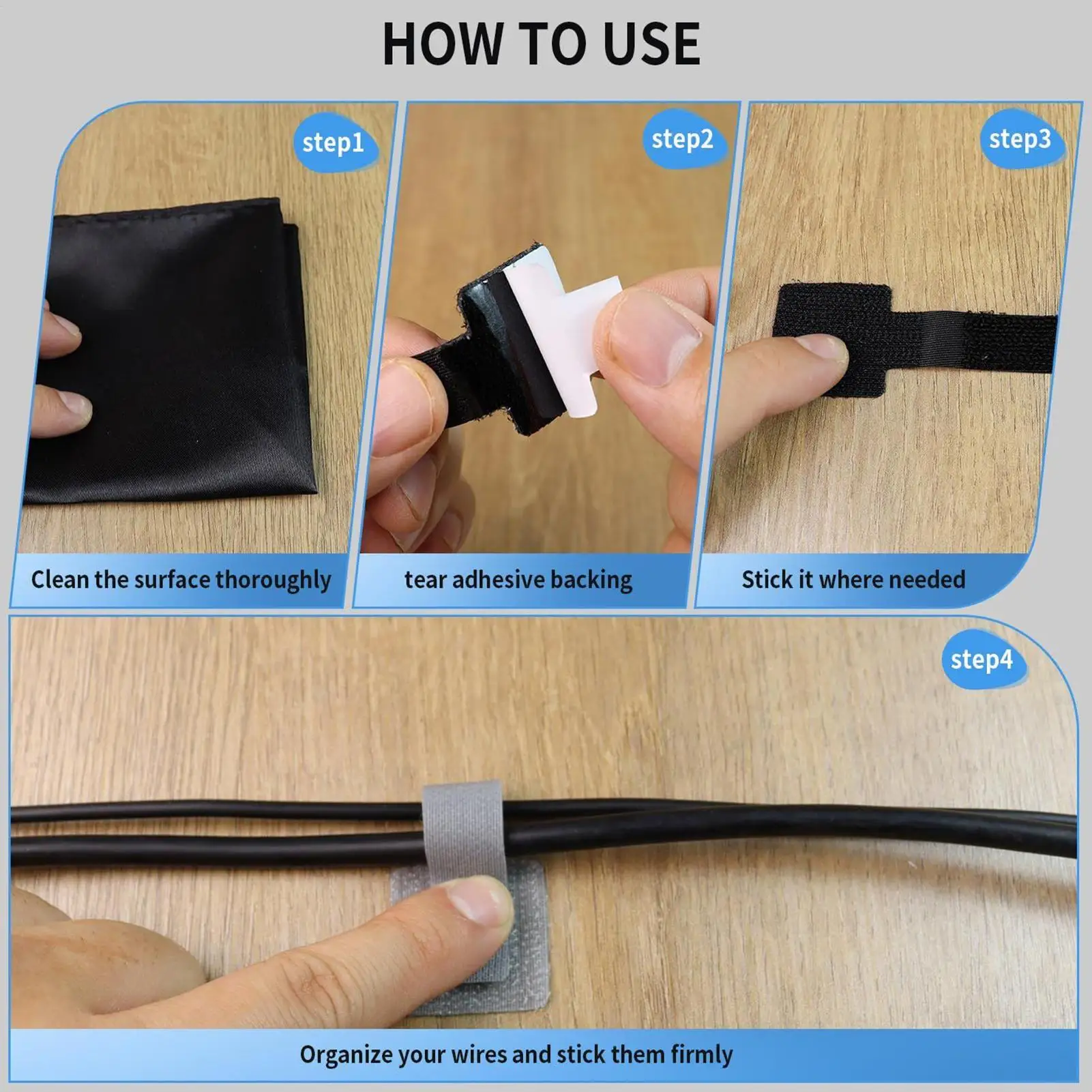 

Cable Straps 10 Pieces Adjustable Reusable Strong Straps Cable Ties For Cords For Family Student Indoor Home Office Kitchen