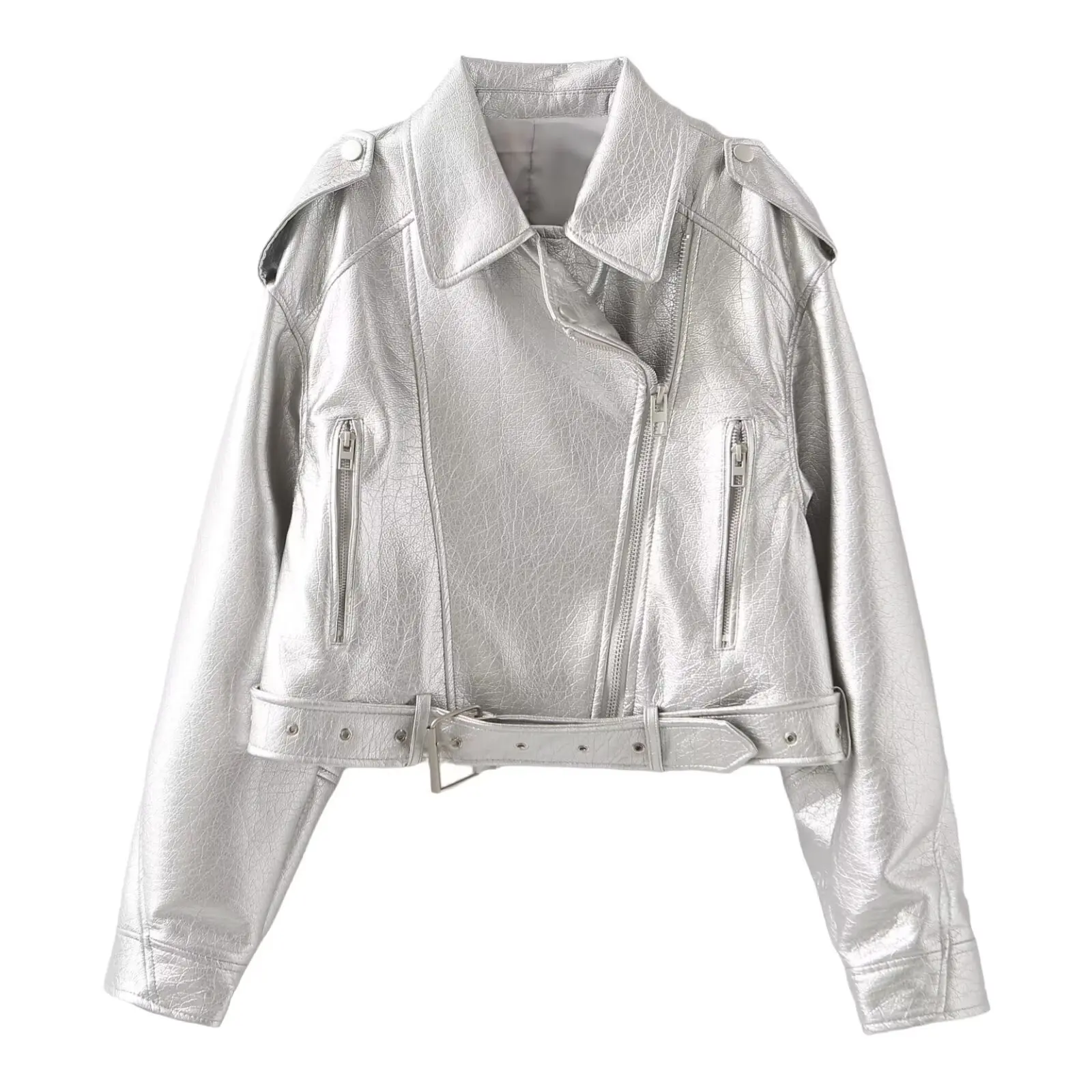 ارتفاع الخصر ort دراجة نارية Sle الجلود Jaet المرأة Faion عبر الحدود مربوط الوجه طوق السائق معطف السيدات قسط C... #1