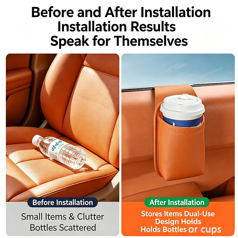 Leather Car Door Storage Box Waterproof Drink Holder Storage Bag Multifunctional Vehicle Door Pocket Organizer for Car Accessory