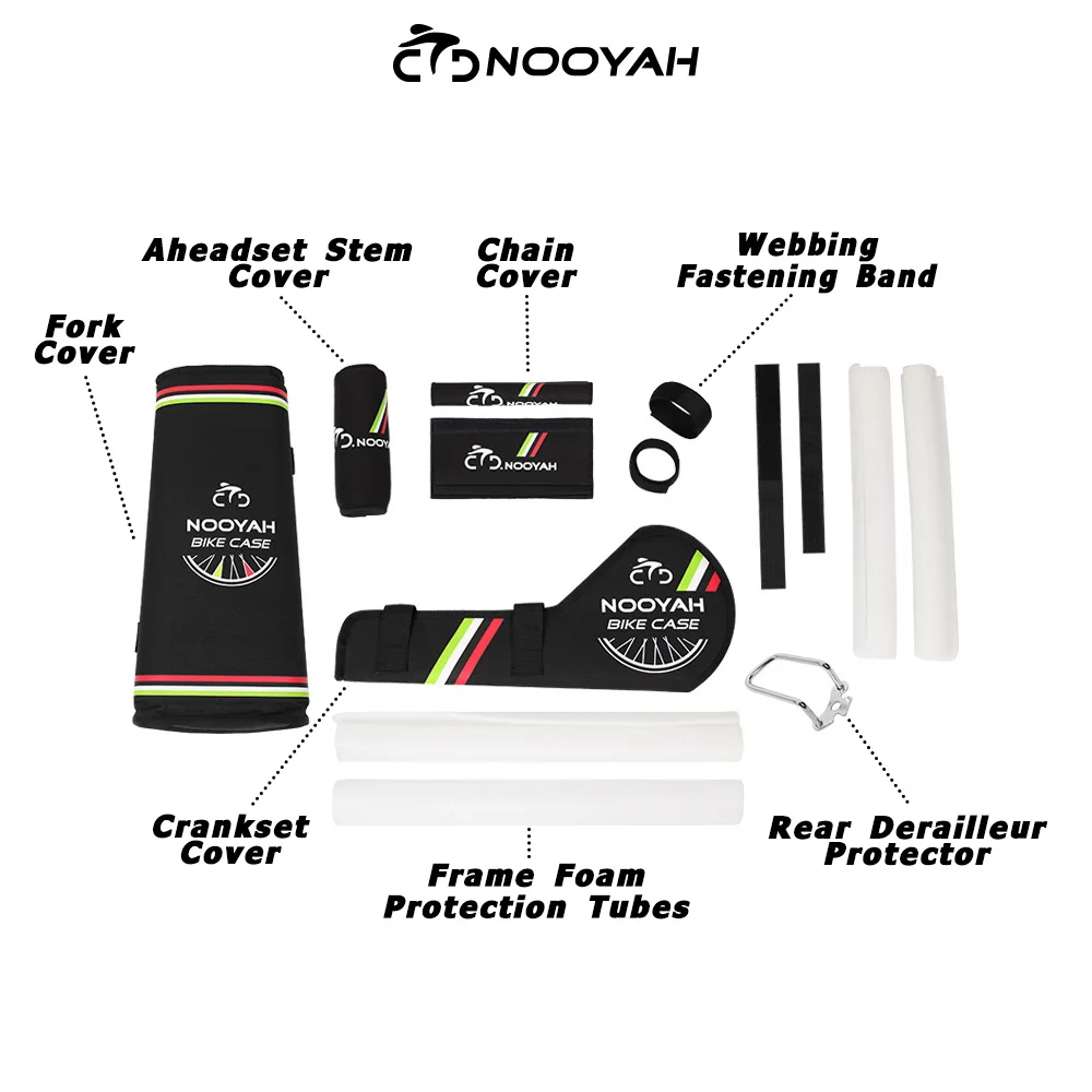 NOOYAH Bike Bag Bike Frame Protect Cover kit Bike Accessories Crankset Pad Bicycle Transport Protect Set Chainring Support Pad