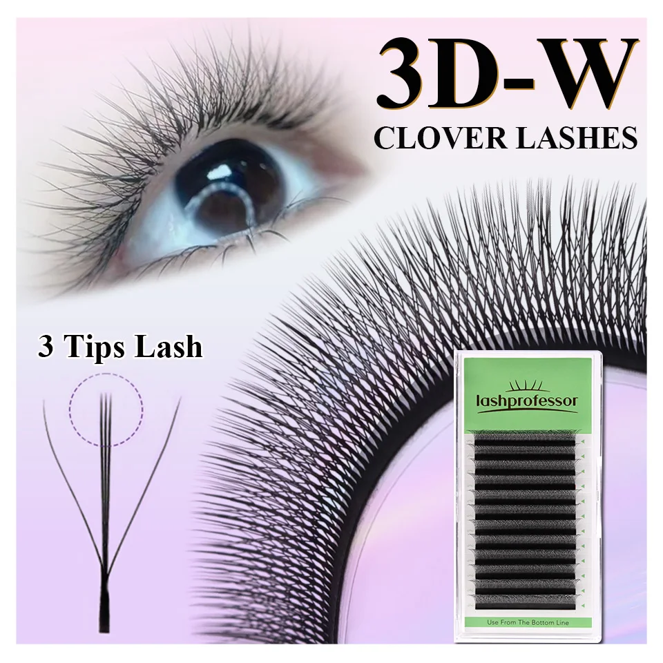 

3D Fairy Spike Eyelash Premium 5D Premade Fan Clover Bloom Lashes Auto Flowering Brown 4D W-Shaped Eyelash Extension Mesh Cross