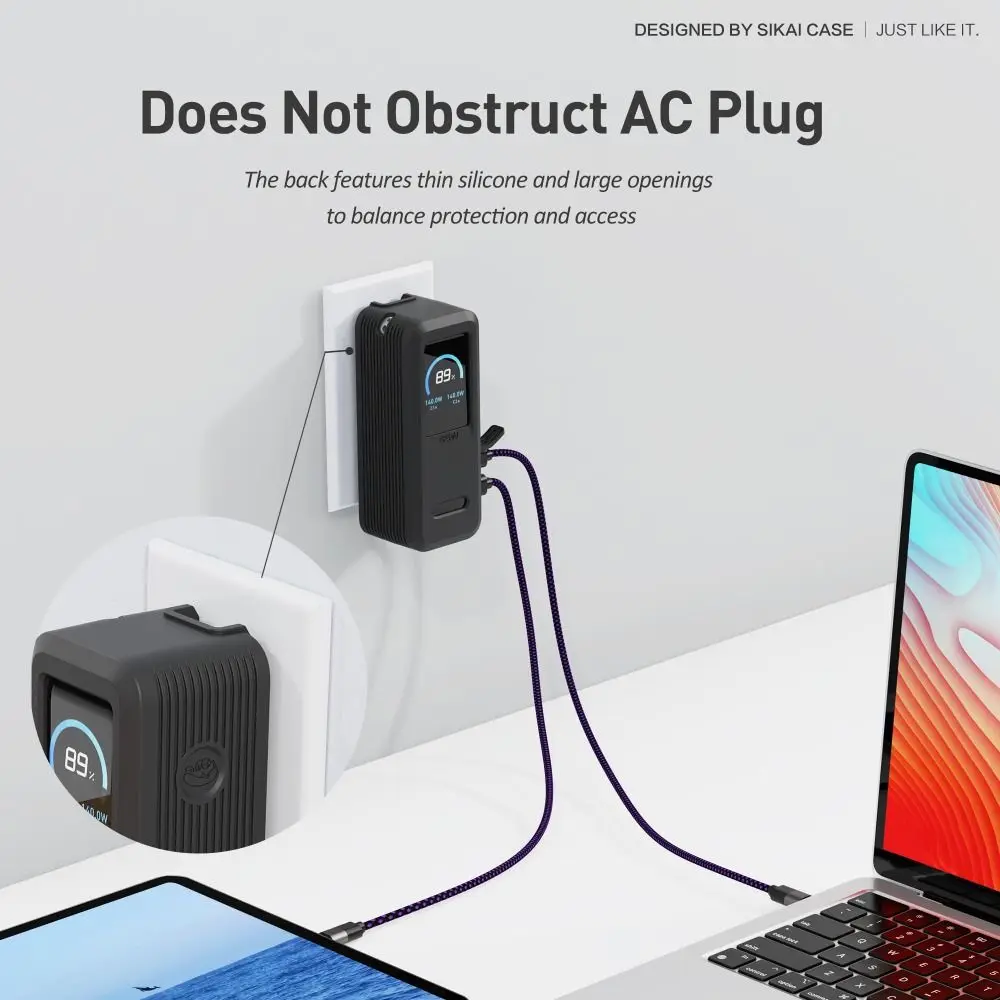2-in-1 Silicone Case Dustproof Soft Protective Case Portable Shockproof Carrying Case for Anker Prime Power Bank 9600mAh 65W