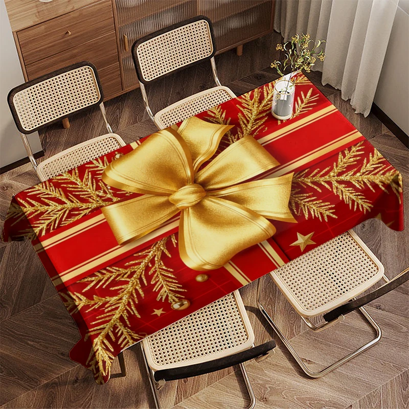 Red Tablecloth with Bow Restaurant Kitchen Tablecloth Living Room Home Decoration Rectangular Party Decoration