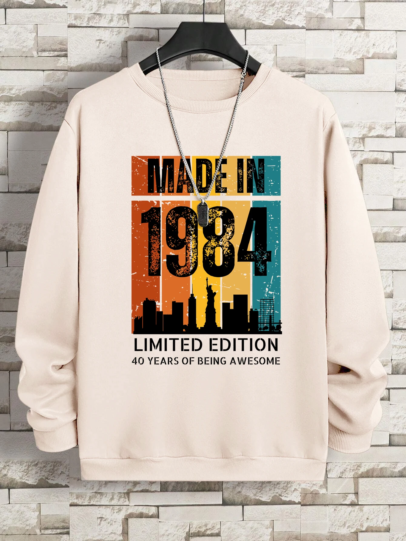 Made In 1984 Limited Edition Sweatshirts Men Fashion Casual PulloverAutumn Big Size Hoody Korean fur-liner Tracksuit Female