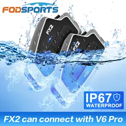 Fodsports FX2--Auricular de motocicleta con intercomunicador impermeable más fuerte para 3 conductores 1000m Bluetooth5.0 Interfono de casco, intercomunicador Moto con radio FM, emparejamiento universal (CE FCC)