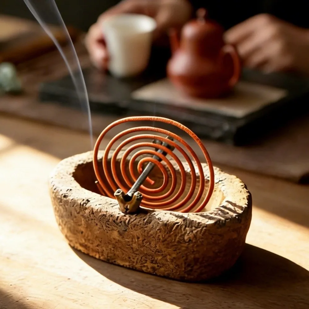 Fragrance Holder Imitation Stone Mosquito Coil Tray Resin Decorative Incense Burner Vintage Ash Catcher Farmhouse