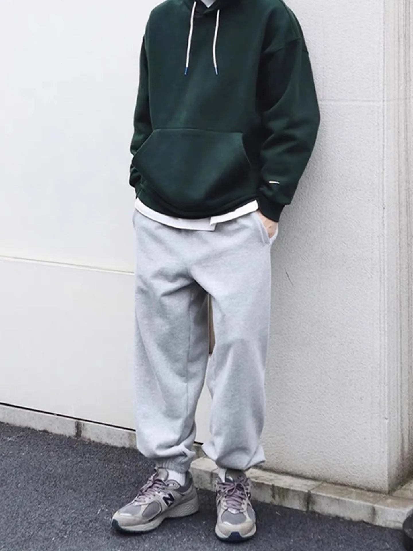 

Long Valley ey Cuffed Sweatpants Elastic Waist Sports Trousers for Men And Women Winter Thiened Fce Lined Loose Fit