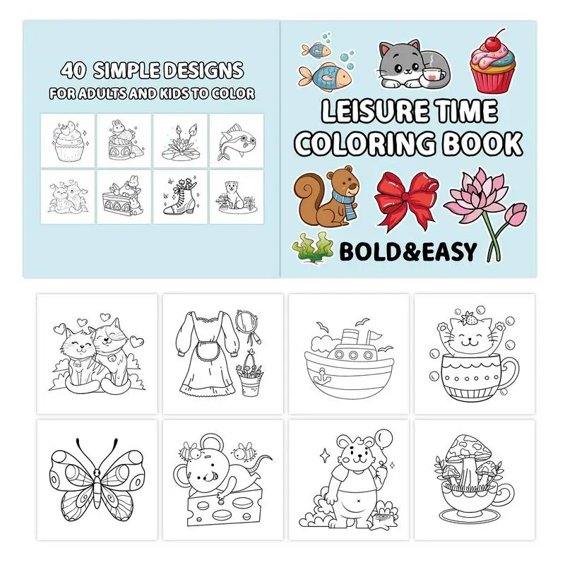 Cartoon Drawing Book Leisure Time Relaxation Activities For Adults And Teens Bold And Easy Stress Relief Coloring Book For Kids