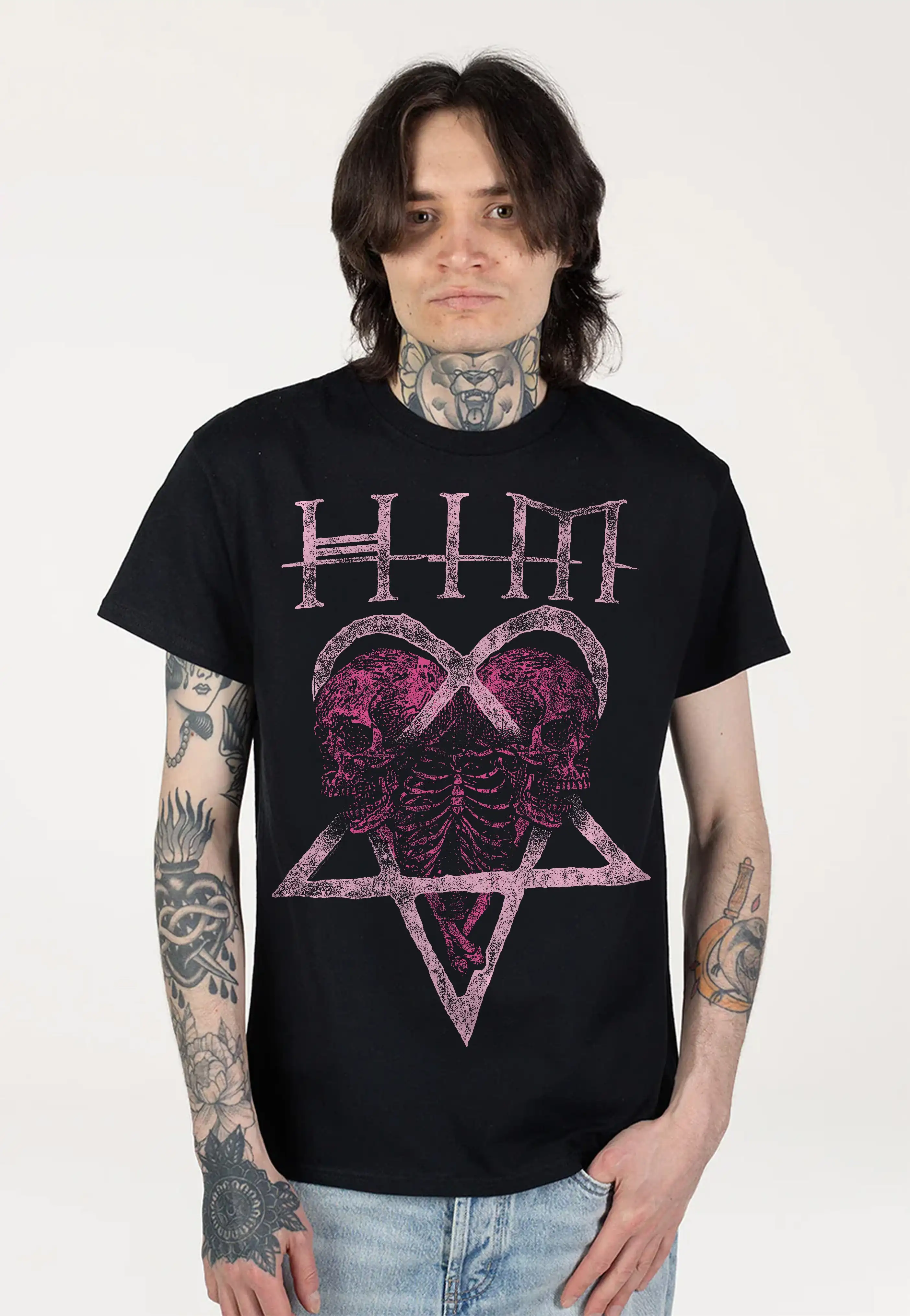 HIM band Cotton Retro Unisex Casual Fashion T-shirt High Street Oversized Unisex Trendy Cotton Breathable hot product Couples