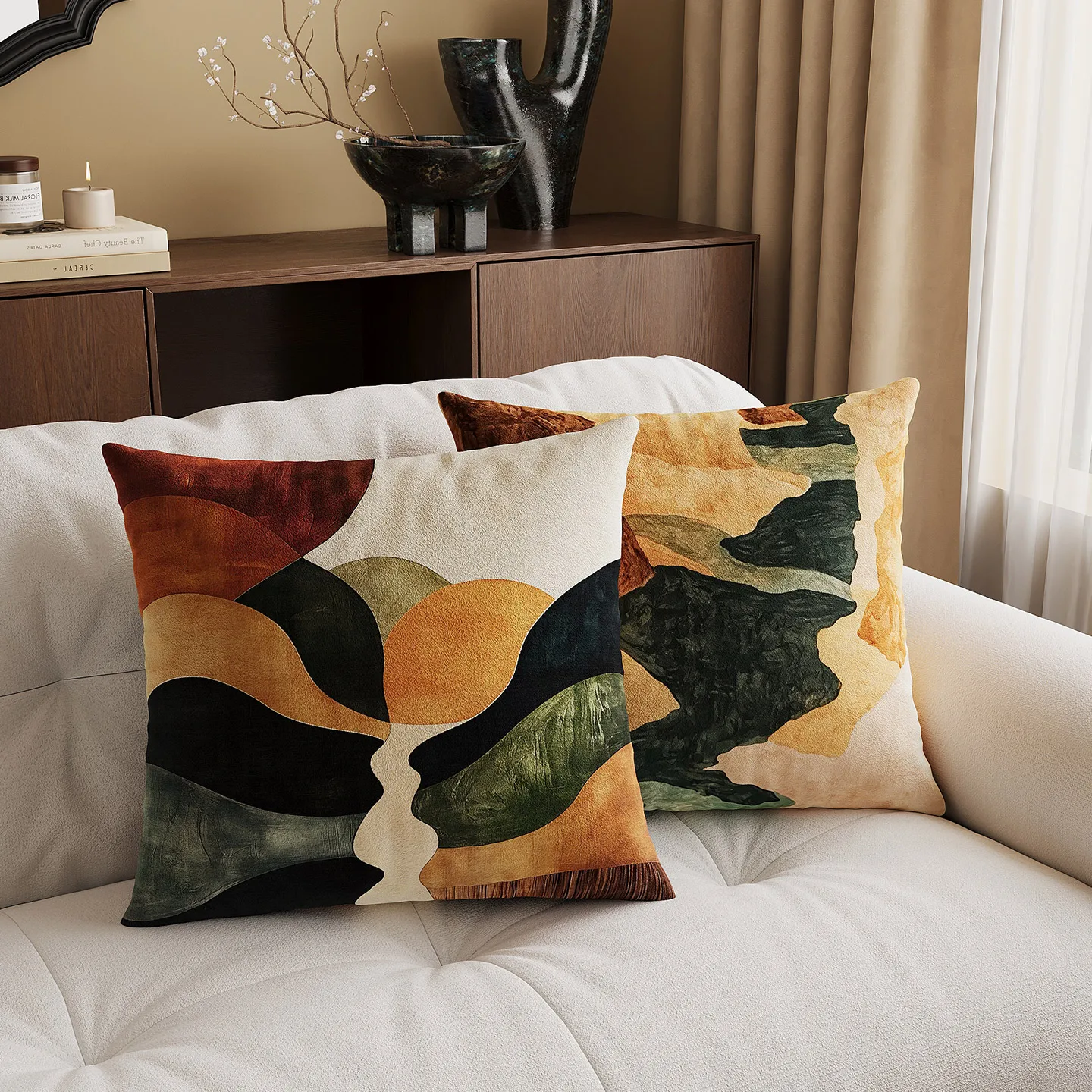 Modern Square Pillow Home Use Living Room Sofa Backrest Pad with Core Simple Style PP Cotton Filling Dutch Velvet Cover