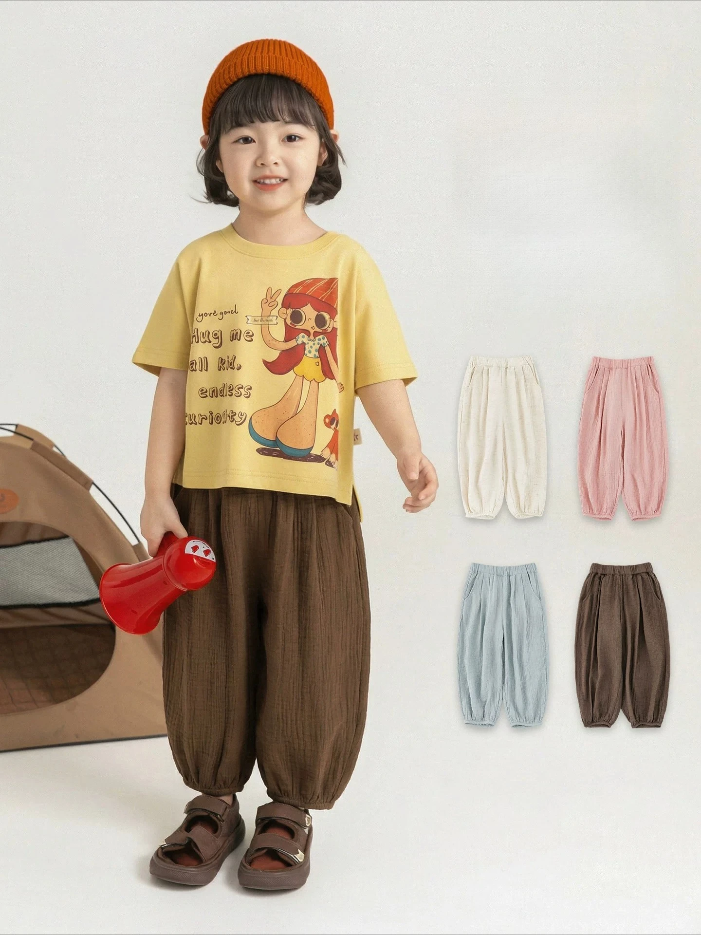 Kids Girls Summer Thin Lantern Pants Soft Breathable Mosquito Resistant Loose Beam Foot Casual Trousers