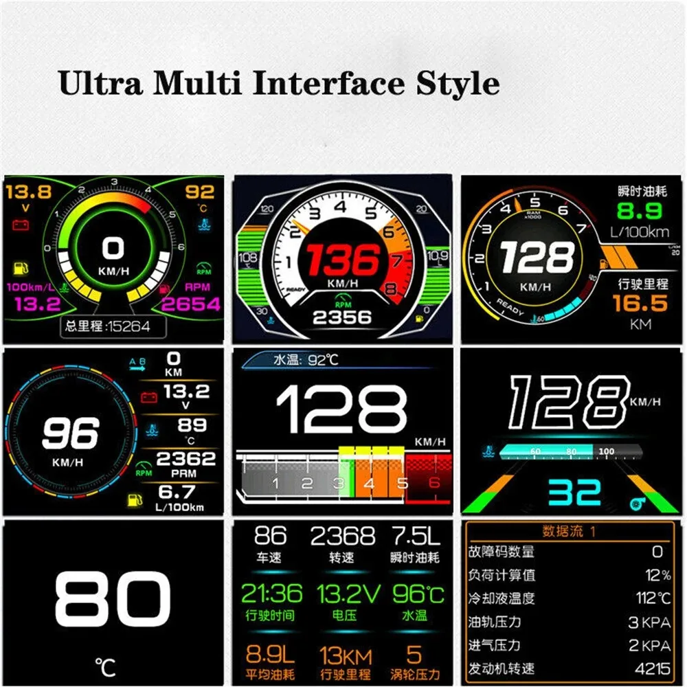 Intelligent Car HUD Head-up Display OBD Multi-function Real-time Monitoring of Speed, Fuel Consumption and Water Temperature
