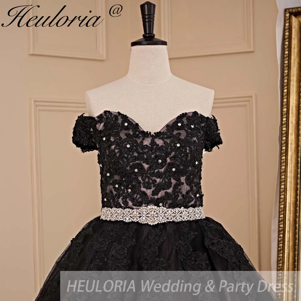 Heiloria-vestido de novia de princesa con hombros descubiertos, traje de boda con cordones, talla grande