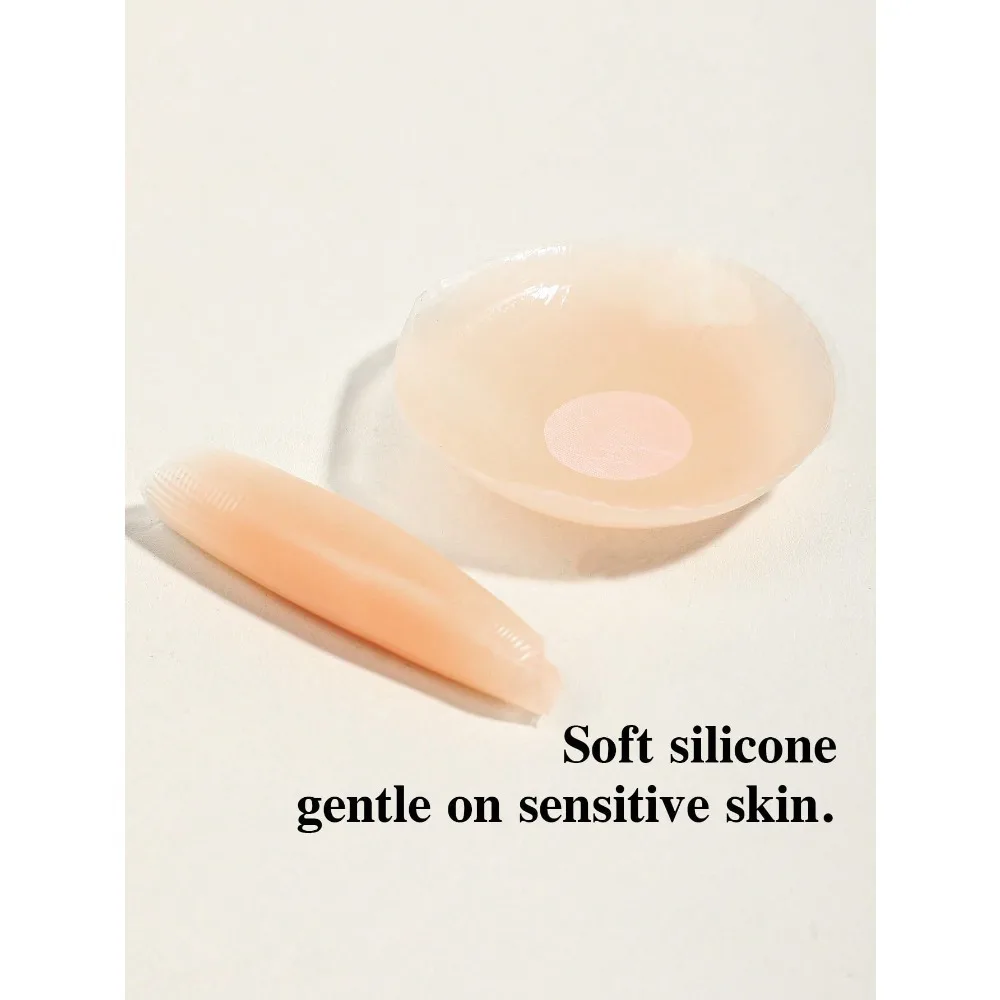 6 Pairs Individually Packed Nude Round Silicone Nipple Covers, Ultra Thin Breathable Anti-Bulge Invisible Nipple Pasties, Reusable Self Adhesive Anti-Convex Breast Stickers Perfect for Summer Strapless Dresses, Camisoles and Bikinis view 3