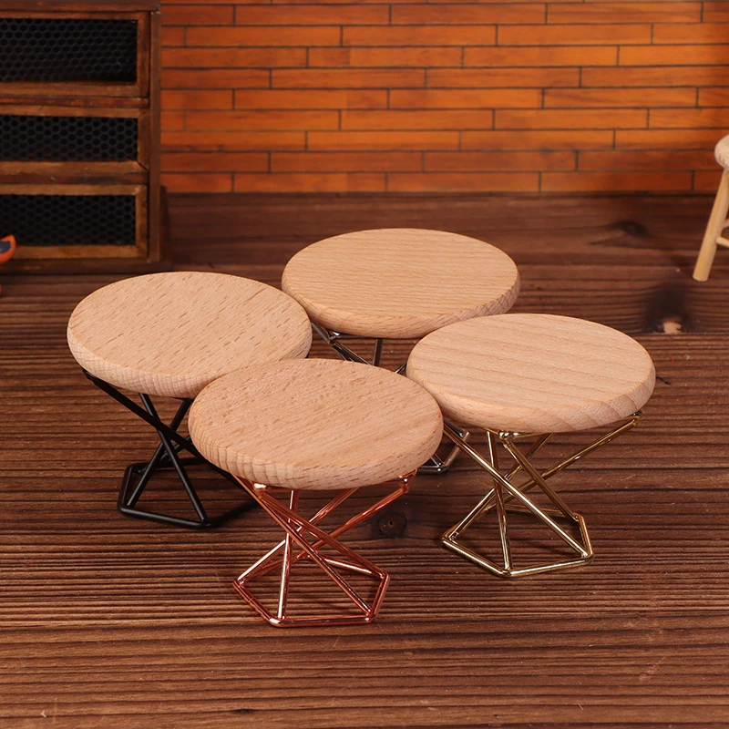 1/12 Dollhouse Simulation Coffee Table Round Tea Table Model Funiture Accessories For Doll House Decor Kids Pretend Play Toys