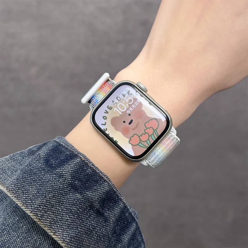 ナイロンループストラップ Apple Watch バンド 46 ミリメートル 40 ミリメートル 44 ミリメートル 45 ミリメートル 42 ミリメートル 41 ミリメートル 38 ミリメートルスマートベルトブレスレット IWatch ウルトラ 49 ミリメートル 8/7/6/SE/5/4