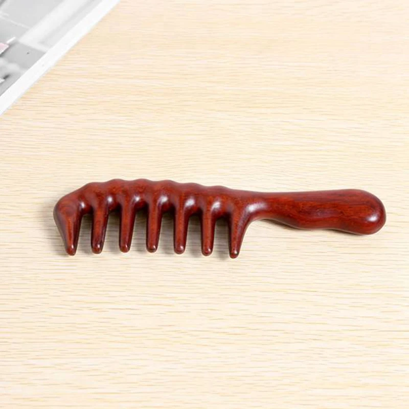 Pettine per capelli per districante pettine in legno a denti larghi per capelli ricci senza pettine statico in legno di sandalo naturale