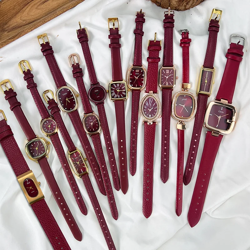 

GEDI Модные женские часы с красным кожаным ремешком Ankara — высококачественные красные кварцевые наручные часы, минималистичный дизайн в стиле ретро