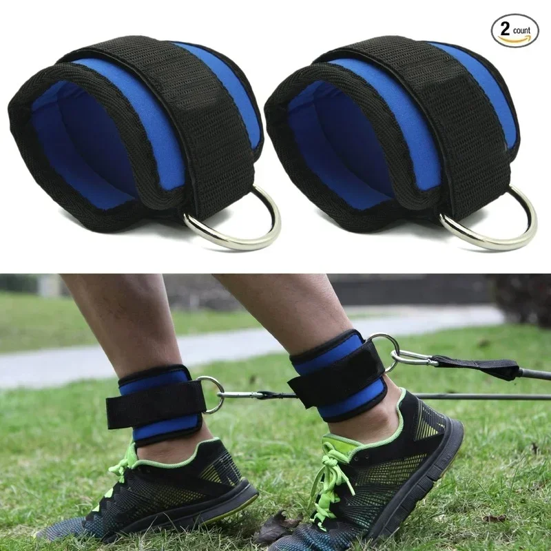 Gym Ankle Straps Double D-Ring Adjustable Neoprene Padded Cuffs Ankle Weight Leg Training Brace Support Sport Safety Abductors