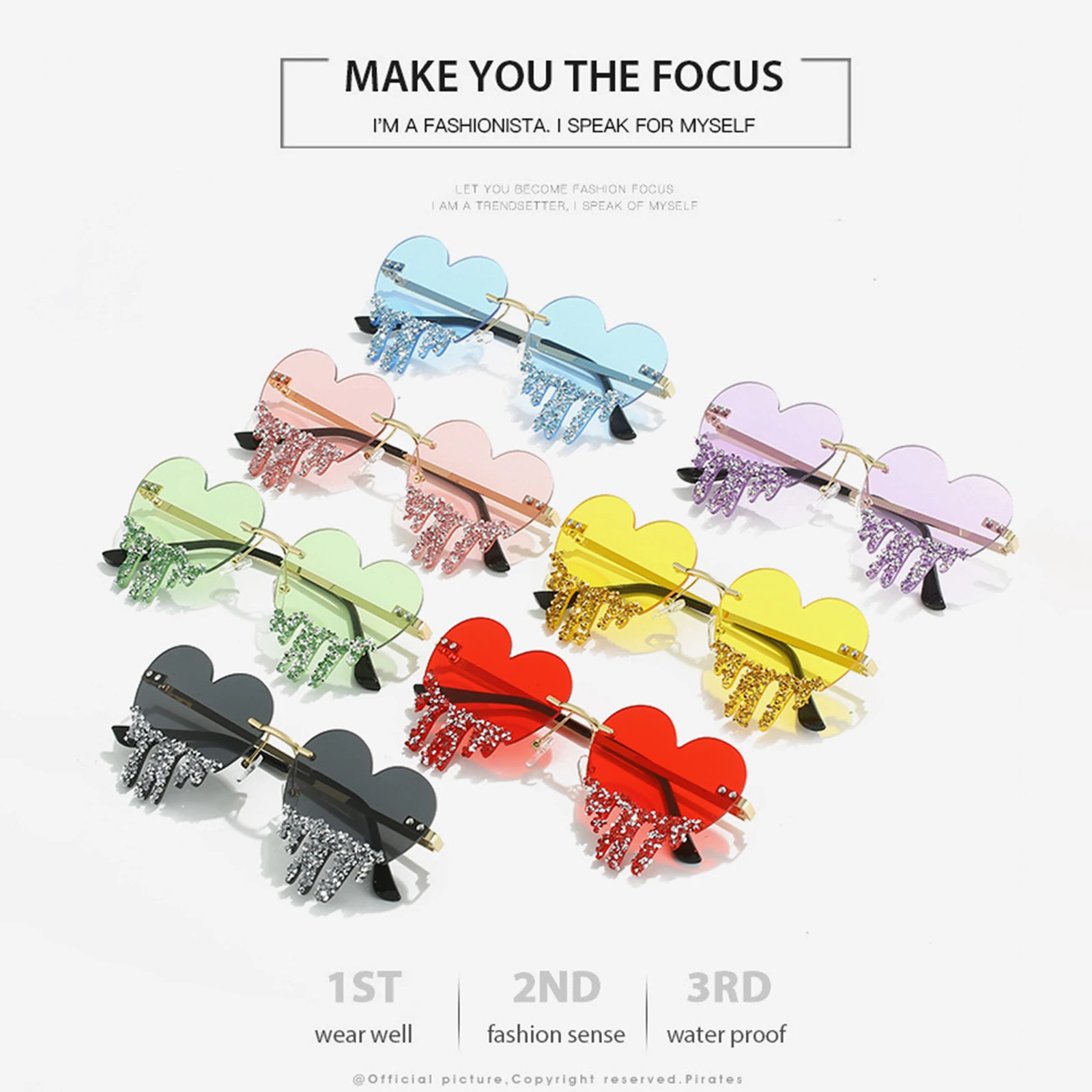 Women Heart Sunglasses Lightweight Trendy Sparkling Rhinestones Driving Sunglasses Sports Sun Glasses for Outdoor Beach