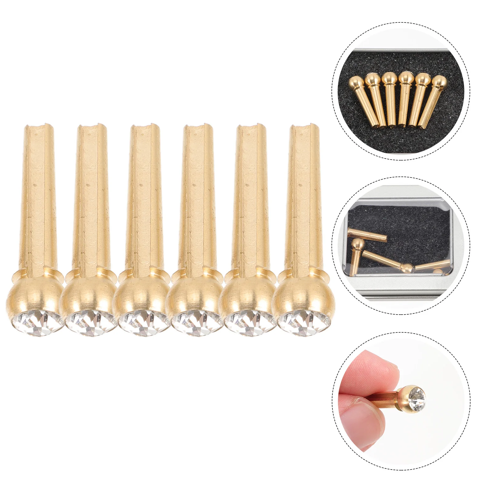 

6 Pcs Fixing Nails Guitar Bridge Pegs Dowels Tuning Pin Copper Replacement Accessories Component
