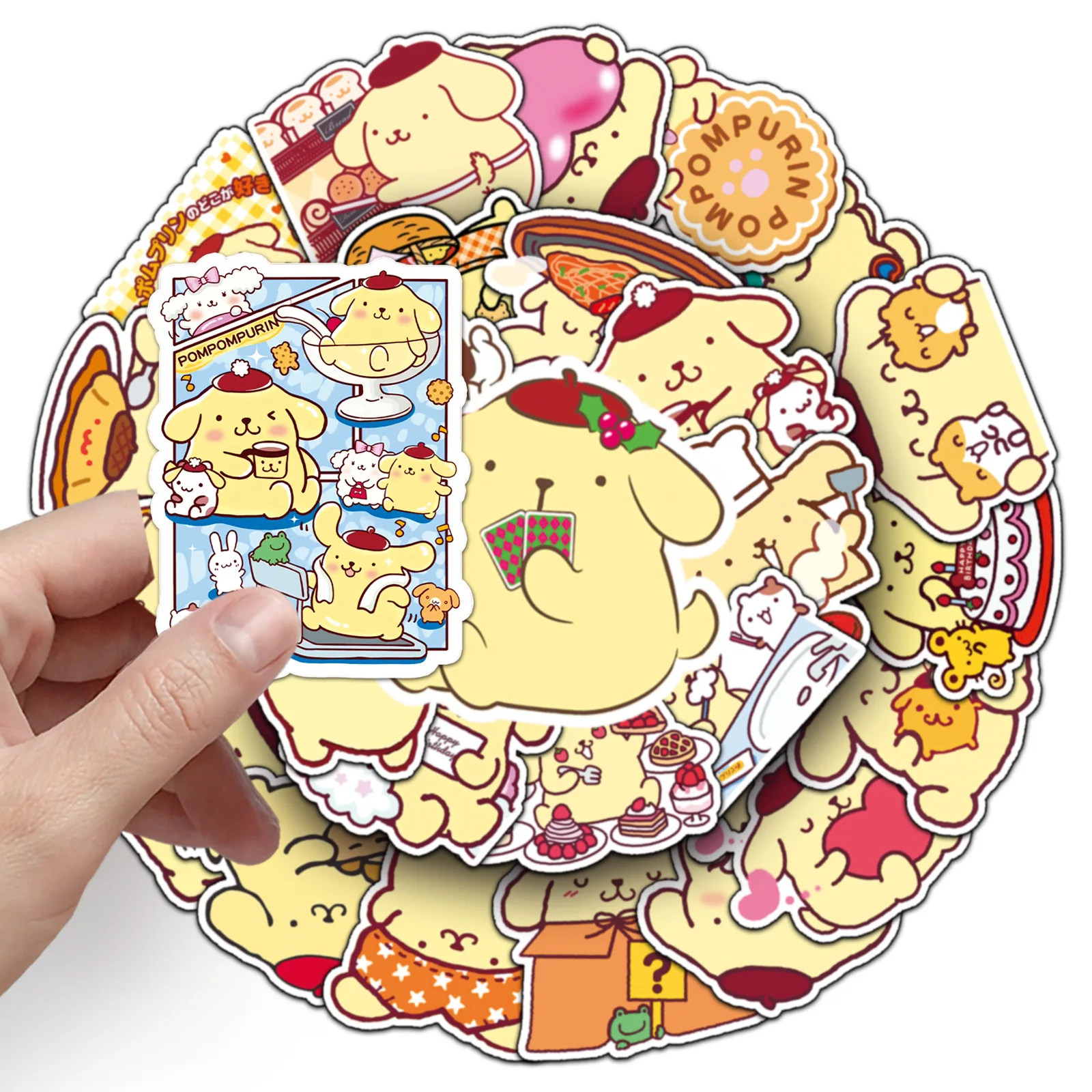 50개입 만화 산리오 폼폼푸린 스티커 귀엽고 재미있는 방수 데칼 장난감 맞춤형 DIY 노트북 기타 스크랩북 스티커