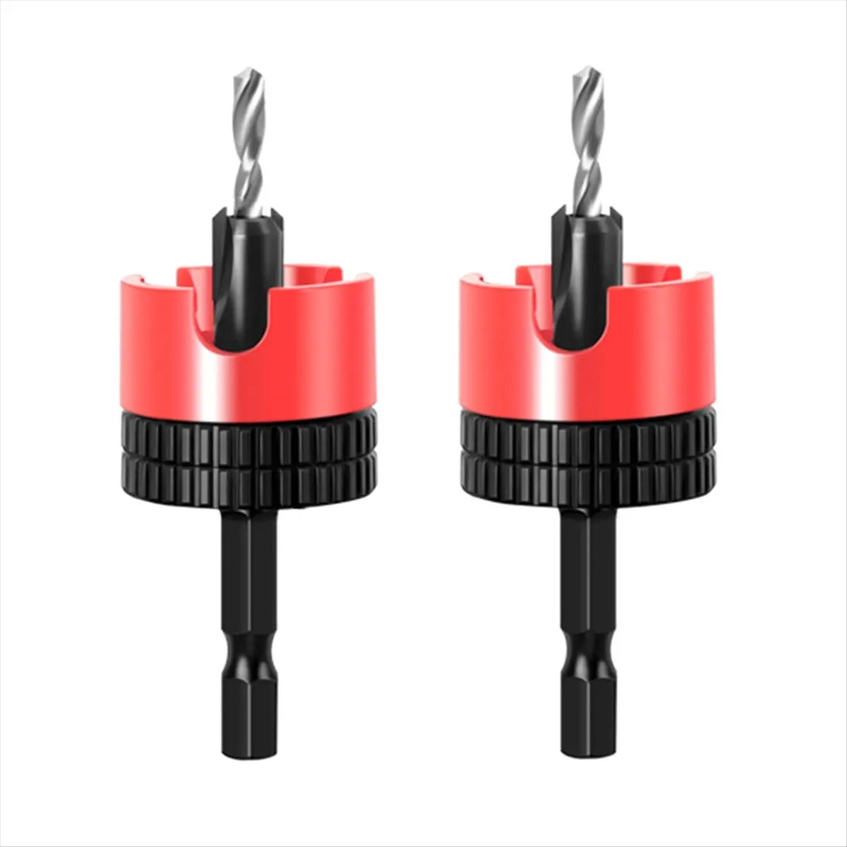 A74U 2PC Woodworking Limit Countersink Drill Non Slip Hexagonal Shank with Bearing Adjustable Step Drill Screw Opener