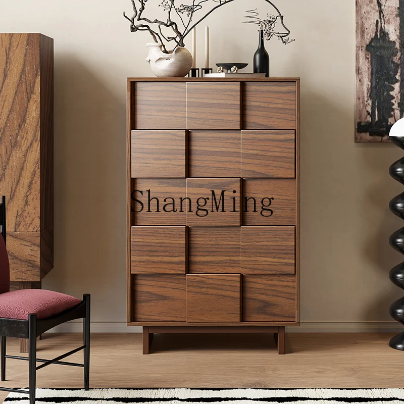 

FG antique chest of drawers bedroom storage light luxury living room wood color storage side cabinet decorative cabinet