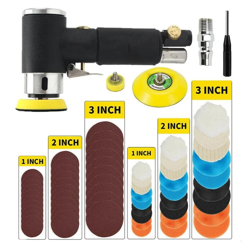 Orbit Air Sander Mini Pneumatic 1"/2"/3" Grinding Machine Set for Car Polishing High Speed Air Powered Polisher - view 2