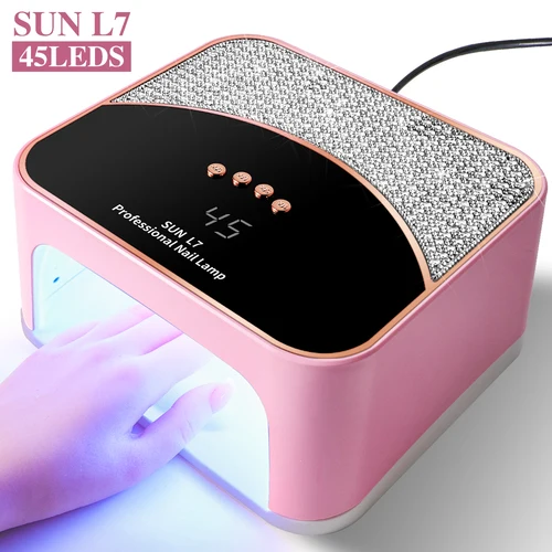 Limegirl-Lámpara LED UV para uñas, esmalte de uñas de Gel de secado rápido, resina, 4 temporizadores, diseño de diamantes, 45LED, máquina secadora de luz UV para manicura