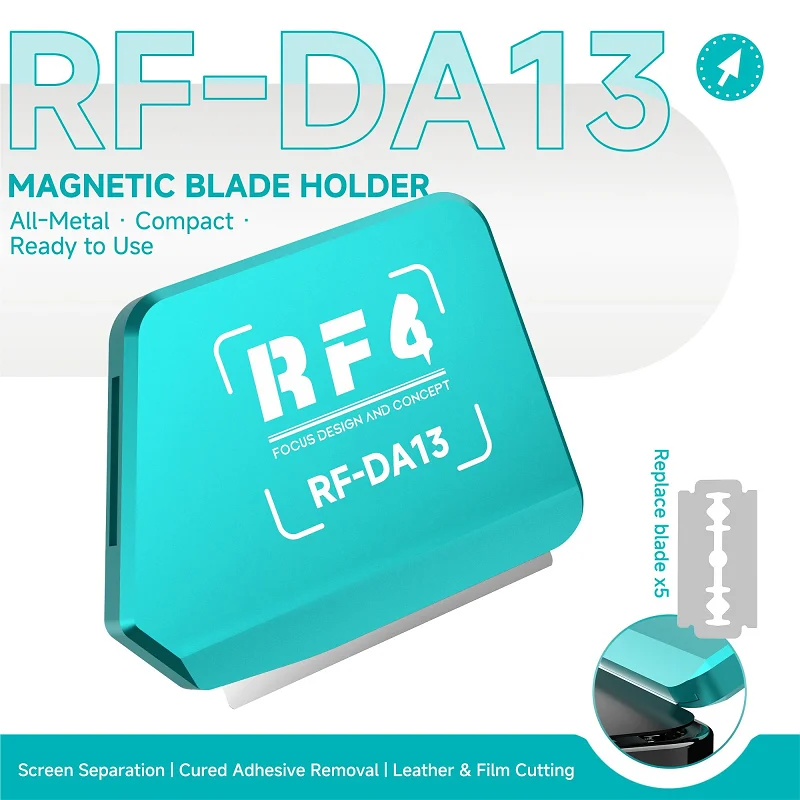 RF4 RF-DA13 Magnetic Screen Separation Pry Tool With 5 Replacement Blades For Phone Screen OCA Glue Removing Film Cutting Repair