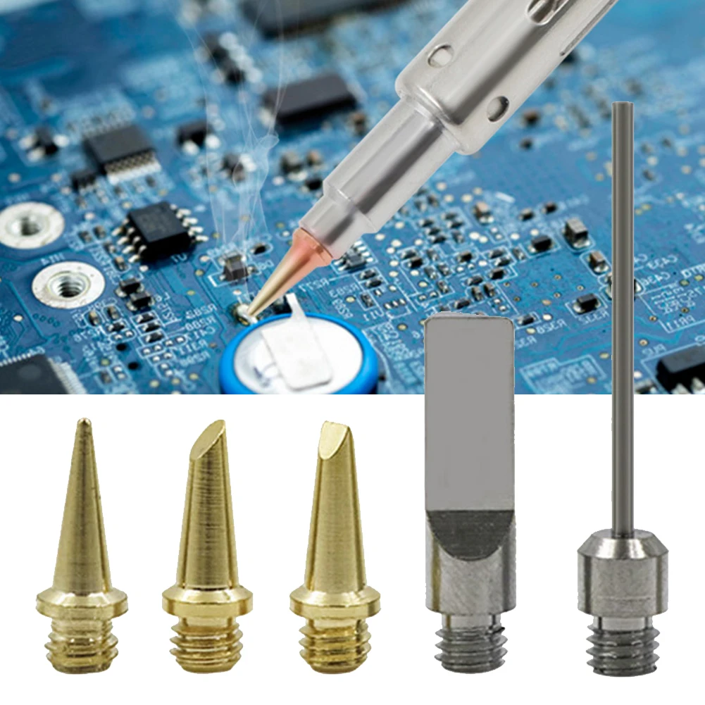 Soldering Tips Soldering Iron Tip Iron Silver 5pcs Set Copper Gas Gold HS-1115K Head Welding Rework Accessories