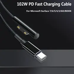 USB Type C Power Supply Charger Adapter 102W 15V 4A PD Fast Charging Cable for Microsoft Surface Pro 7/6/5/4/3 Book/Book 2