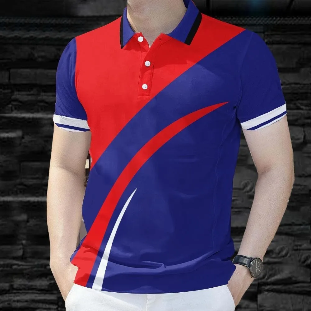 

Colorful 3D Printed Stripes Men's Polo Shirt For Men Clothing Short Sleeve Tees Summer Sport Lapel Tops Oversized T-Shirts