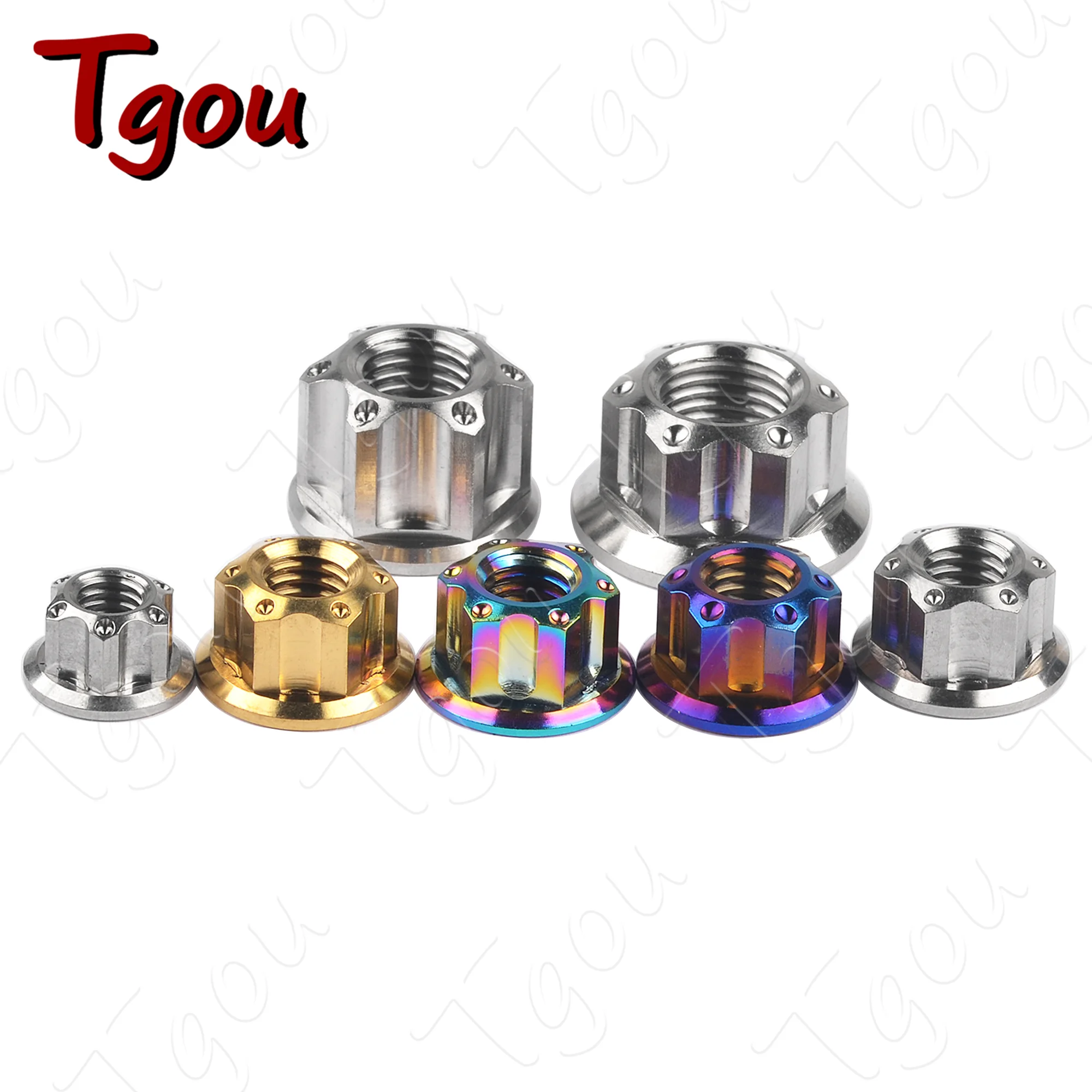 Tgou Titanium Nut M6/M8/M10/M12/M14/M16 Flange Nuts for Motorcycle Bicycle Car